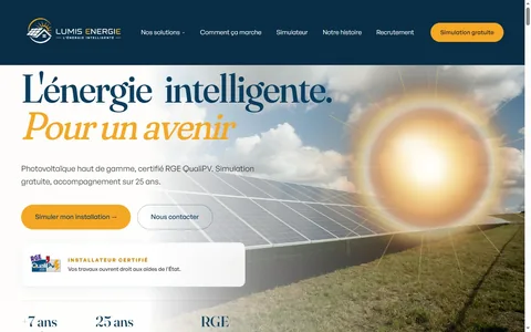 Capture du site Lumis Énergie, installateur photovoltaïque RGE QualiPV en Seine-et-Marne