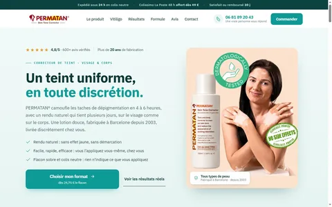 Boutique en ligne PERMATAN, correcteur de teint distribué depuis 2003